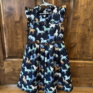NWOT Janie and Jack horse ruffle sleeveless dress. Size 10